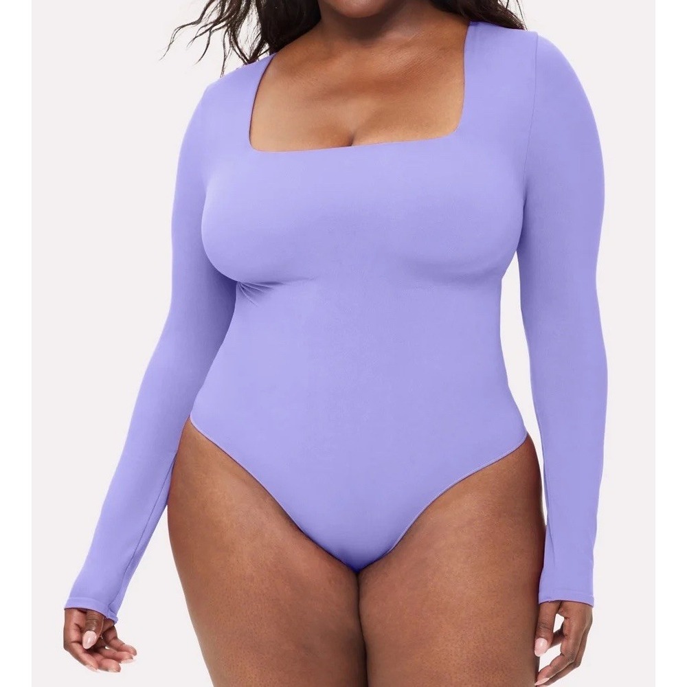 NWOT Fabletics Yitty Shapewear Square Neck Long Sleeve Bodysuit Lavender -‎ 5X